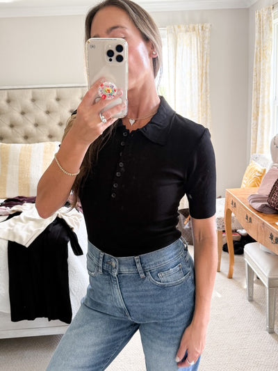 Mila Bamboo Polo-BLACK