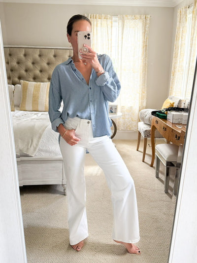 90's Vintage Vervet White High Rise Flare