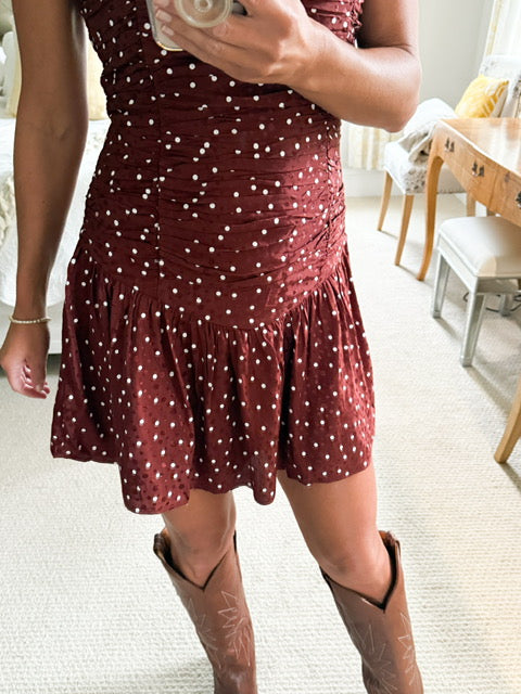 Saylor Polka Dot Drop Waist Mini-DEAL OF THE DAY