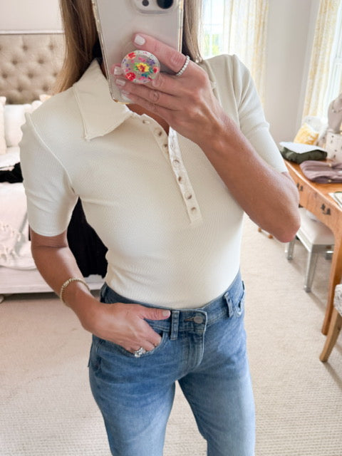 Mila Bamboo Cotton Polo- IVORY
