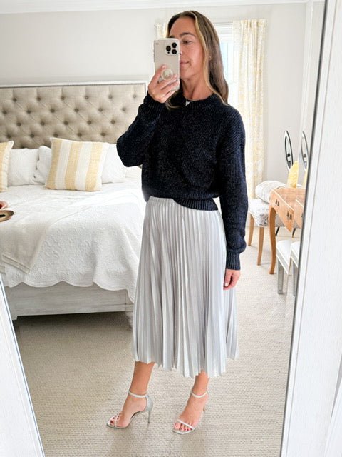 Bella Dahl Silver Pleated Skirt