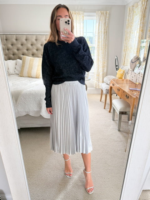 Bella Dahl Silver Pleated Skirt