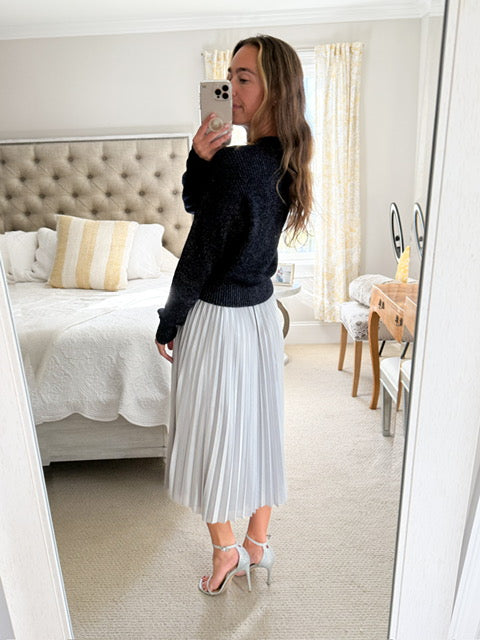 Bella Dahl Silver Pleated Skirt