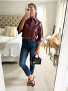 Lamarque Carolina Leather Ruffle Sleeve
