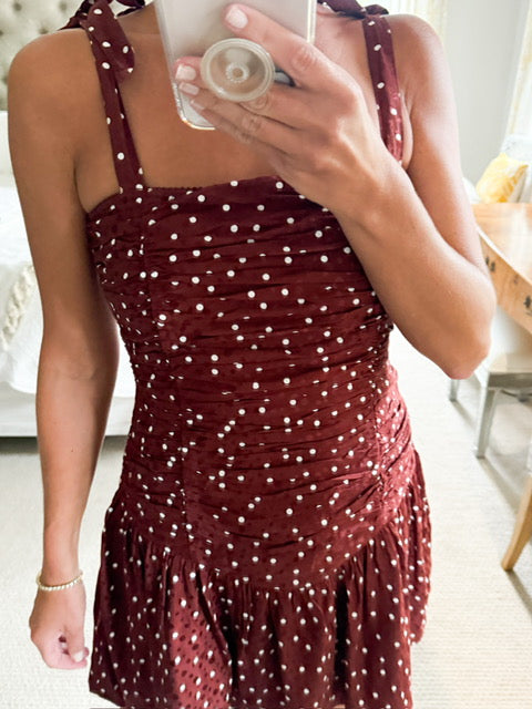 Saylor Polka Dot Drop Waist Mini-DEAL OF THE DAY