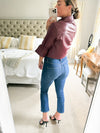 Lamarque Carolina Leather Ruffle Sleeve