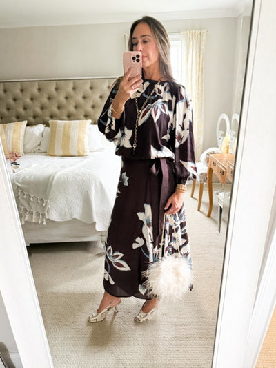 Omika Ayla Chocolate Floral Blouse