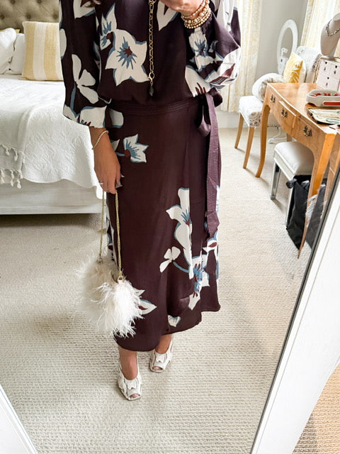 Omika Nalini Chocolate Floral Wrap Skirt
