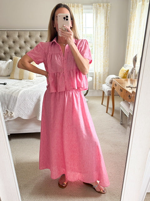 Sadie and Sage Tiered Pink Shirt