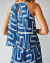 Coastal Print Pleated Halter Top