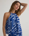 Coastal Print Pleated Halter Top