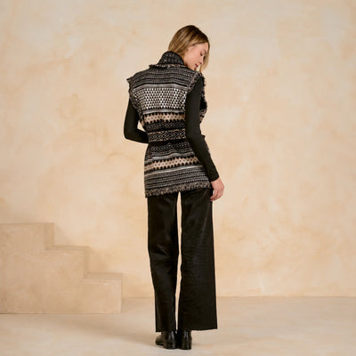 Elan Printed Sleevless Cardigan