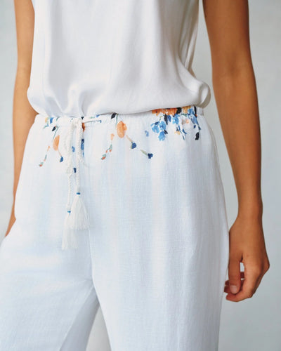 Border Print Wide Leg Pant