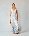 Border Print Wide Leg Pant