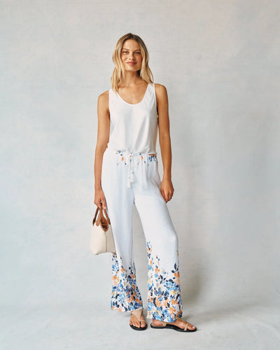 Border Print Wide Leg Pant