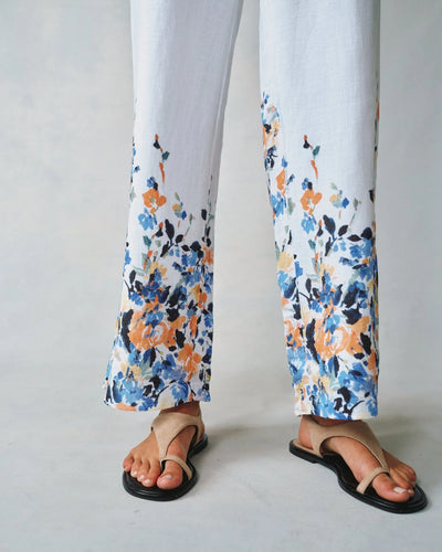 Border Print Wide Leg Pant
